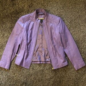 Women's Purple Genuine Leather Moto Jacket